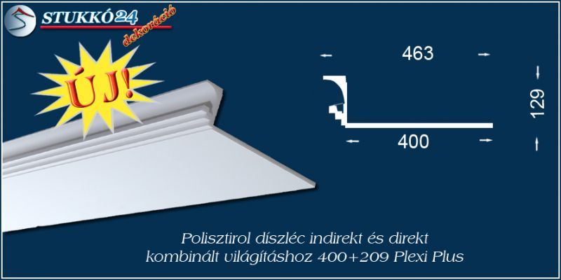 Spot izzó és LED rejtett világítás polisztirol profil Győr 400+209