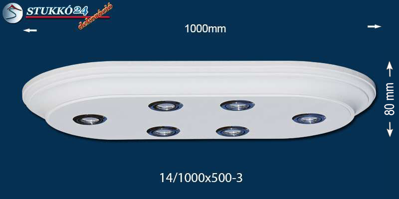 Dombóvár 14/1000x500-3 LED mennyezeti design stukkólámpa LED izzóval