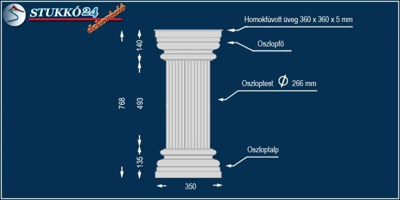 Polisztirol oszlop, oszlop dekoráció, ODK-2-360-768