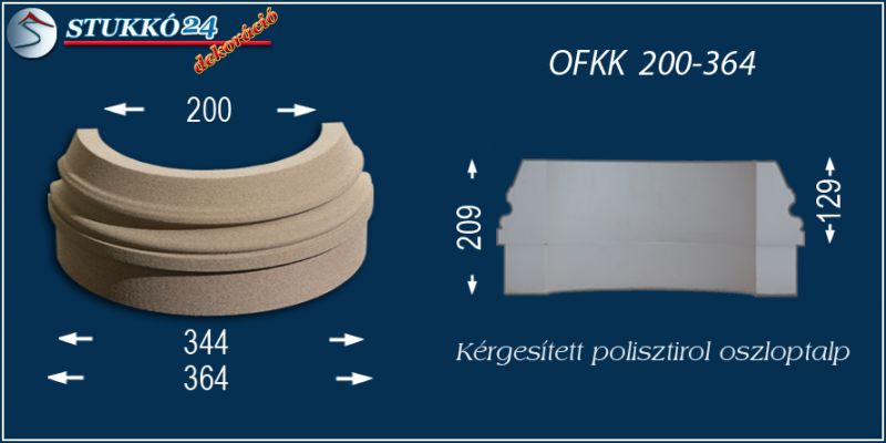 Oszloptalp kvarchomok-műgyanta bevonattal OFKK 200/364