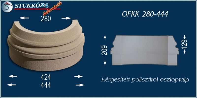Oszloptalp kvarchomok-műgyanta bevonattal OFKK 280/444