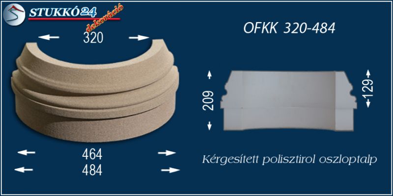 Oszloptalp kvarchomok-műgyanta bevonattal OFKK 320/484