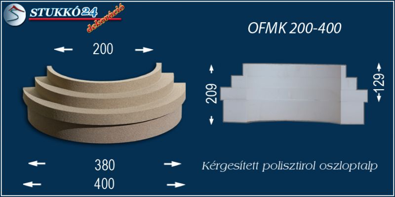 Oszloptalp kvarchomok-műgyanta bevonattal OFMK 200/400