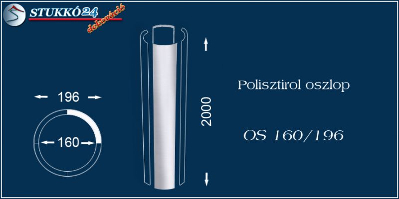 Sima felületű polisztirol oszloptest OS 160/196