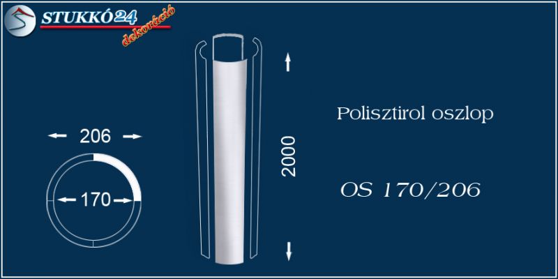 Sima felületű polisztirol oszloptest OS 170/206