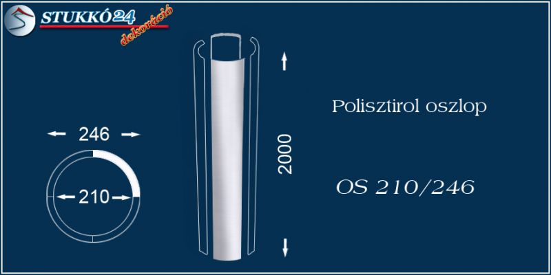Sima felületű polisztirol oszloptest OS 210/246