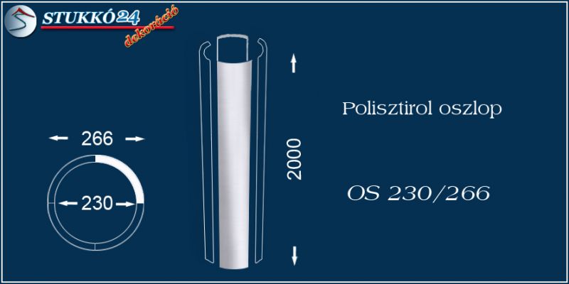 Sima felületű polisztirol oszloptest OS 230/266