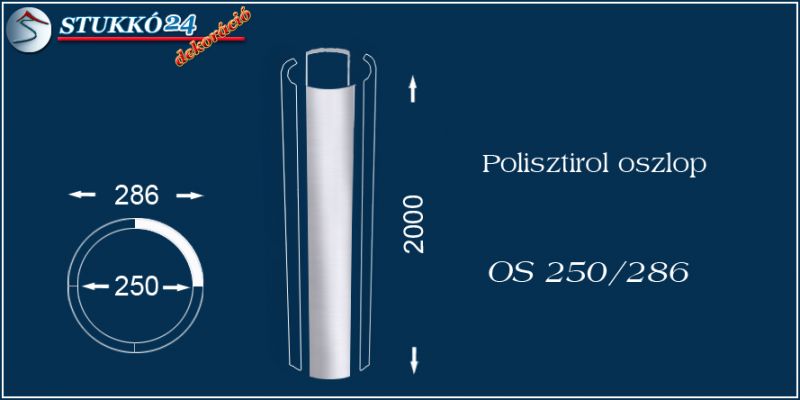 Sima felületű polisztirol oszloptest OS 250/286