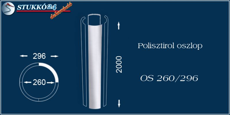 Sima felületű polisztirol oszloptest OS 260/296
