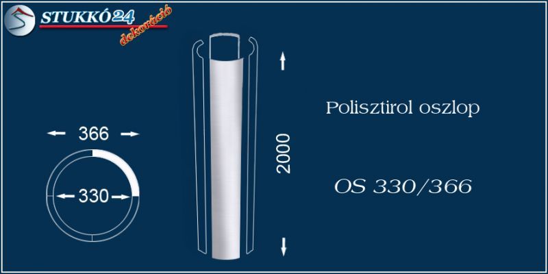 Sima felületű polisztirol oszloptest OS 330/366