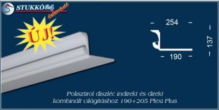 Direkt spot és indirekt LED világítástechnika polisztirol profil Debrecen 190+205 PLEXI PLUS