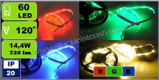 RGB LED szalag, színes LED szalag, beltérre 5050-60