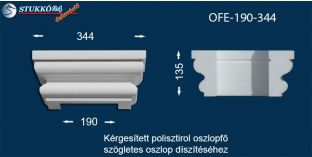 Kérgesített polisztirol oszlopfő OFE-190-344 szögletes oszlop díszítéséhez