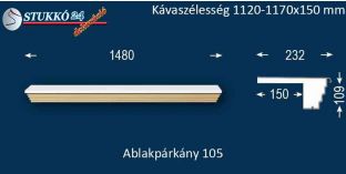 Kérgesített párkány, ablakstukkó, 105 1120-1170-150