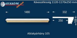 Kérgesített párkány, ablakstukkó, 105 1120-1170-250