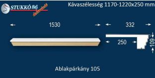 Kérgesített párkány, ablakstukkó, 105 1170-1220-250
