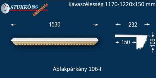 Ablakpárkány, polisztirol stukkó, 106F 1170-1220-150