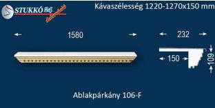 Ablakpárkány, polisztirol stukkó, 106F 1220-1270-150