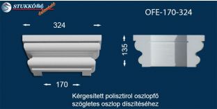 Kérgesített polisztirol oszlopfő OFE-170-324 szögletes oszlop díszítéséhez