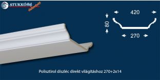 Polisztirol díszléc direkt világításhoz Dombóvár 270+2x14