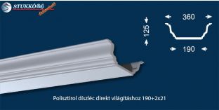 Polisztirol díszléc direkt világításhoz Abony 190+2x21