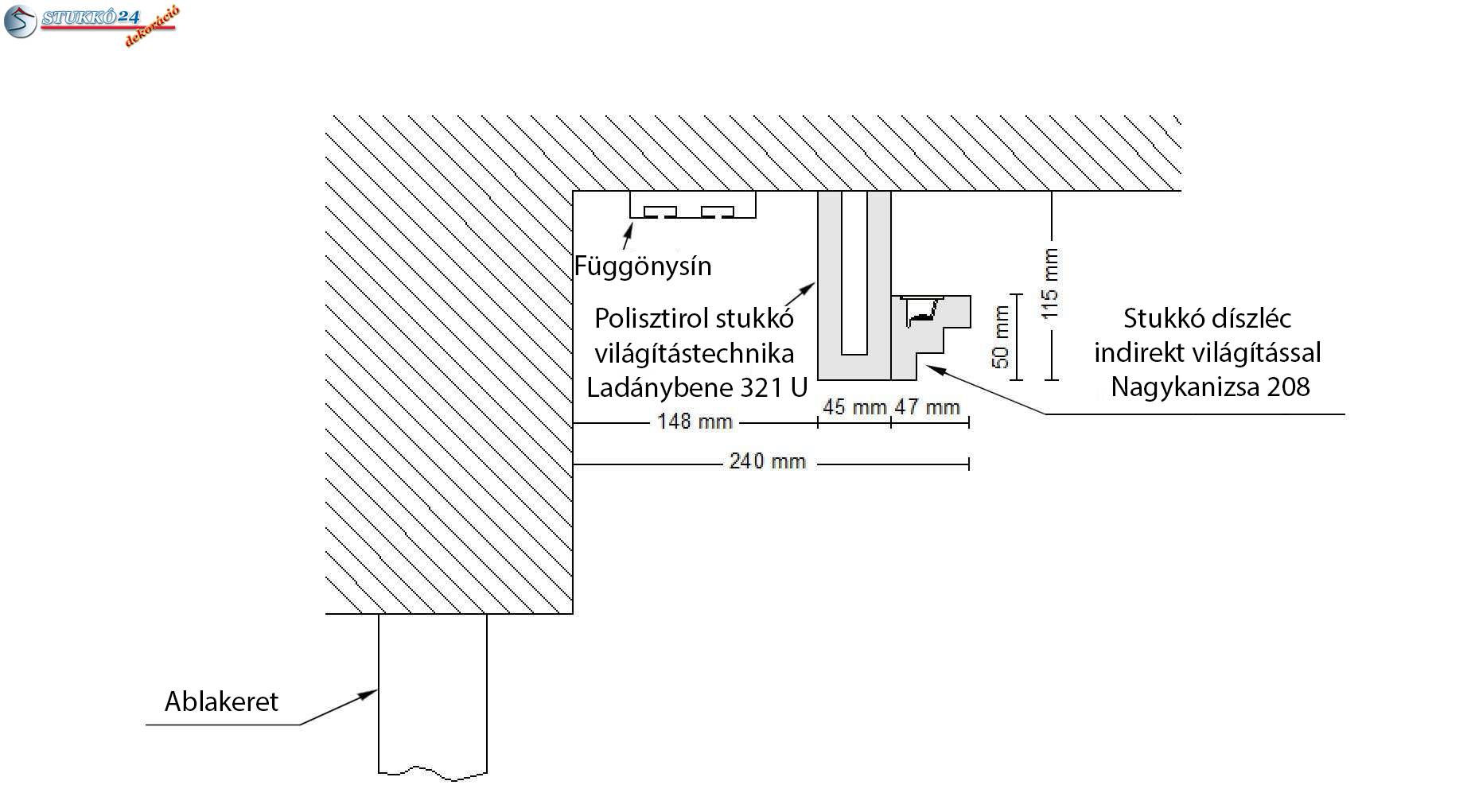 Polisztirol stukkó világítástechnika Ladánybene 321 U
