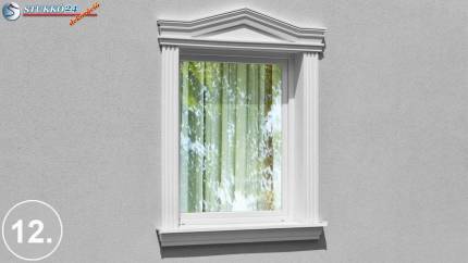 Modern kültéri ablak díszítés csúcsos timpanonnal