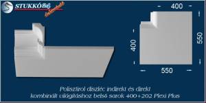 Spot izzó és led rejtett világítás polisztirol profil Budapest belső sarok 400+202 PLEXI PLUS