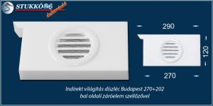 Direkt spot és indirekt led világítás Budapest polisztirol profil bal oldali záróelem szellőzővel 270+202