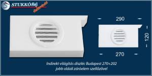 Direkt spot és indirekt led világítás Budapest polisztirol profil jobb oldali záróelem szellőzővel 270+202