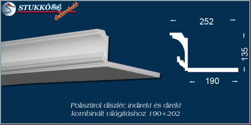 Direkt spot és indirekt LED világítás Budapest polisztirol stukkó profil 190+202
