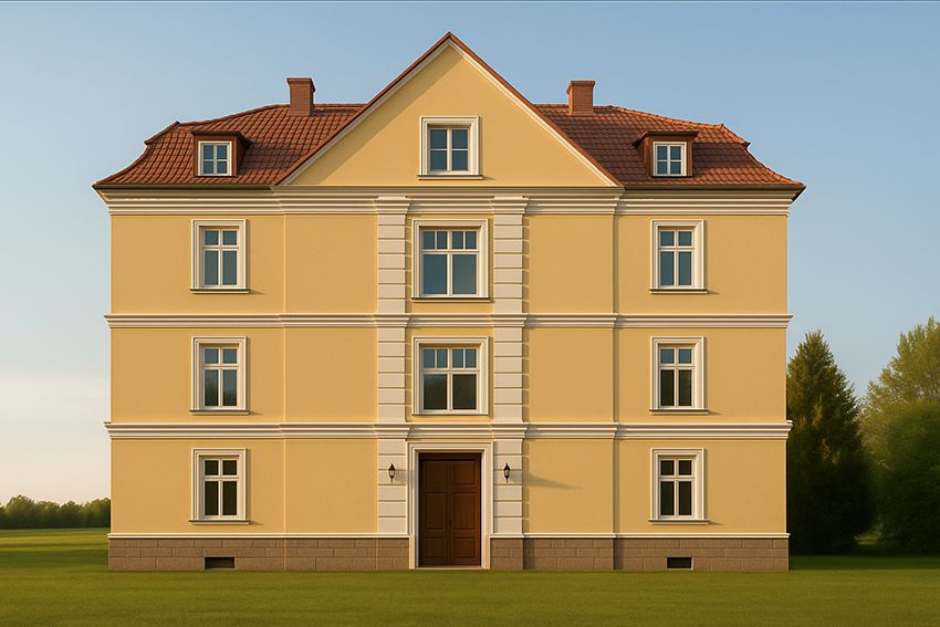 impozáns épületdíszítés kültéri stukkóval