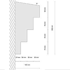 Monor 128 kültéri polisztirol díszléc metszeti rajza
