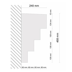 Nyírbátor 132 kültéri díszléc metszeti rajza