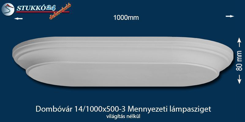 Design lámpa, mennyezeti lámpasziget Dombóvár 14/1000x500-3 íves, világítás nélkül