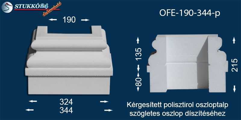 Kérgesített polisztirol oszlopláb, oszloptalp, OFE-190-334-p