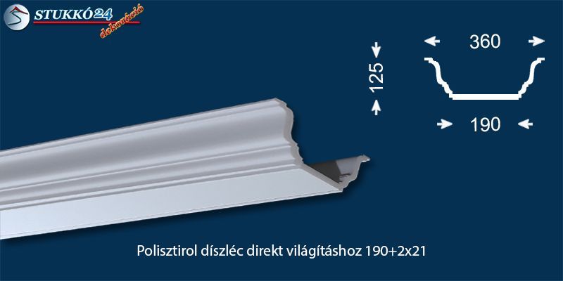 Polisztirol díszléc direkt világításhoz Abony 190+2x21