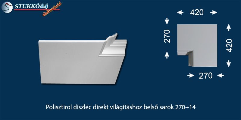 Polisztirol díszléc direkt világításhoz belső sarok Dombóvár 270+14