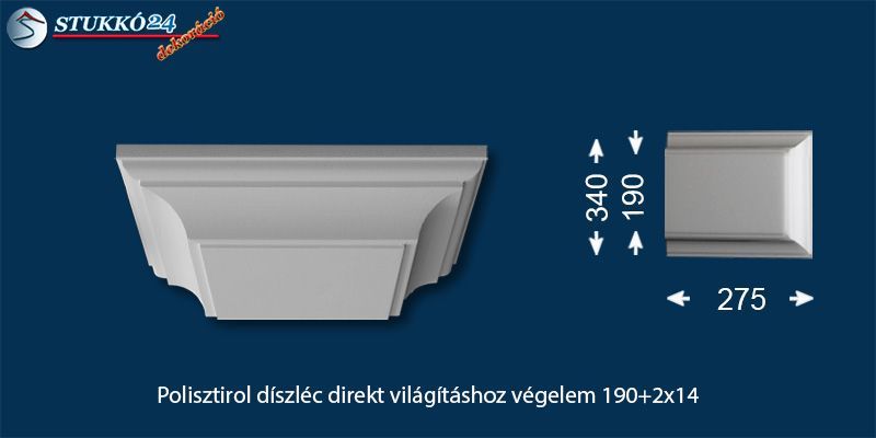 Polisztirol díszléc direkt világításhoz végelem Dombóvár 190+2x14