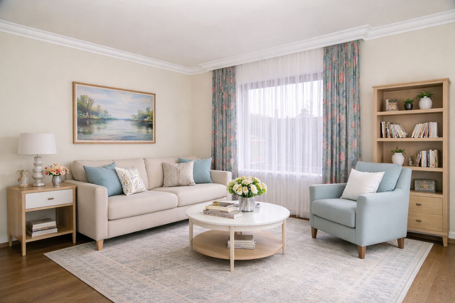 függönykarnis eltakarása hangulatos nappaliban a Szekszárd 41 karnistakaró díszléccel