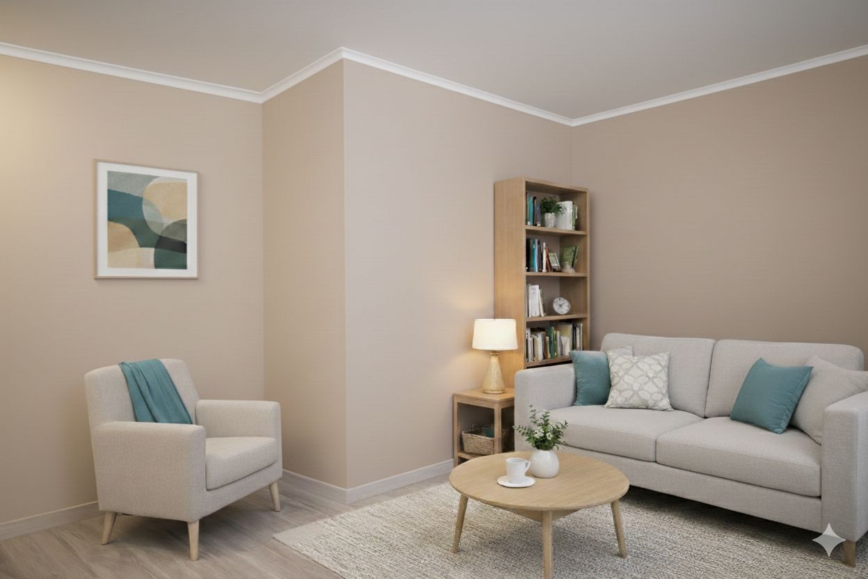 ízléses stukkó díszléc modern nappaliban