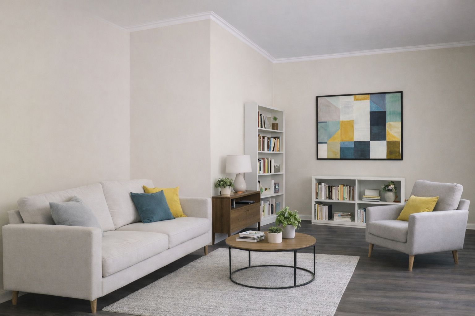 modern stílusos nappali polisztirol díszléccel