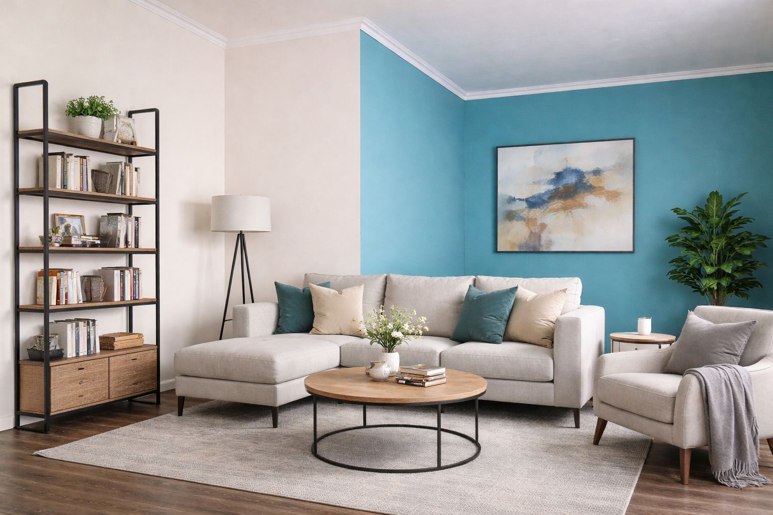 polisztirol díszléc modern nappaliban