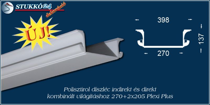 Debrecen polisztirol stukkó profil spot izzó és LED szalag világítás kiépítéséhez 270+2x205