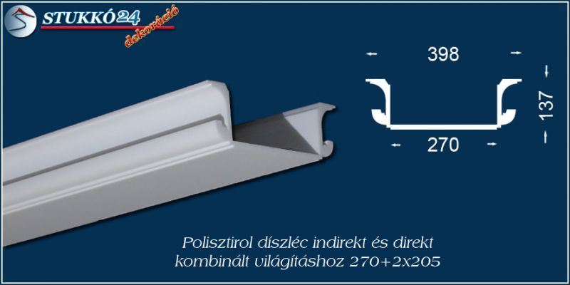 Debrecen polisztirol stukkó profil spot izzó és LED szalag világítás kiépítéséhez 270+2x205