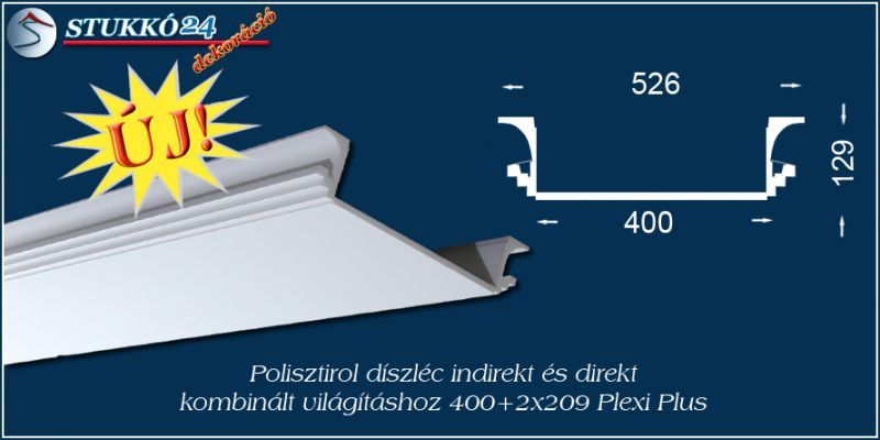 Direkt fény és rejtett világítás stukkó profil Győr 400+2x209