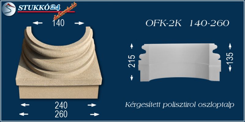 Oszloptalp kvarchomok-műgyanta bevonattal OFK-2K 140/260