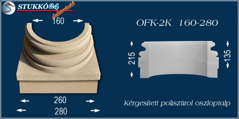 Oszloptalp kvarchomok-műgyanta bevonattal OFK-2K 160/280