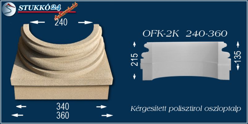Oszloptalp kvarchomok-műgyanta bevonattal OFK-2K 240/360