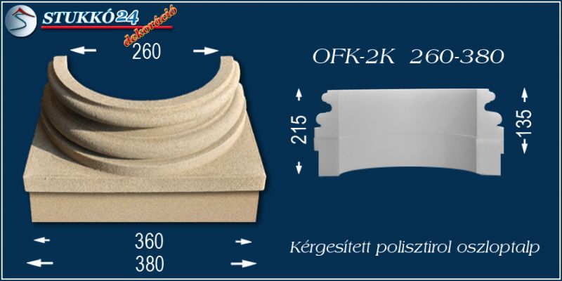 Oszloptalp kvarchomok-műgyanta bevonattal OFK-2K 260/380